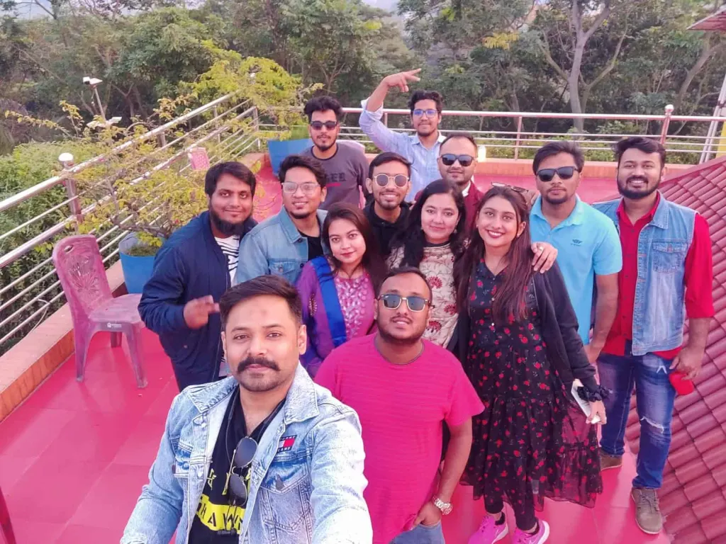 Innospace team members taking a selfie on the rooftop