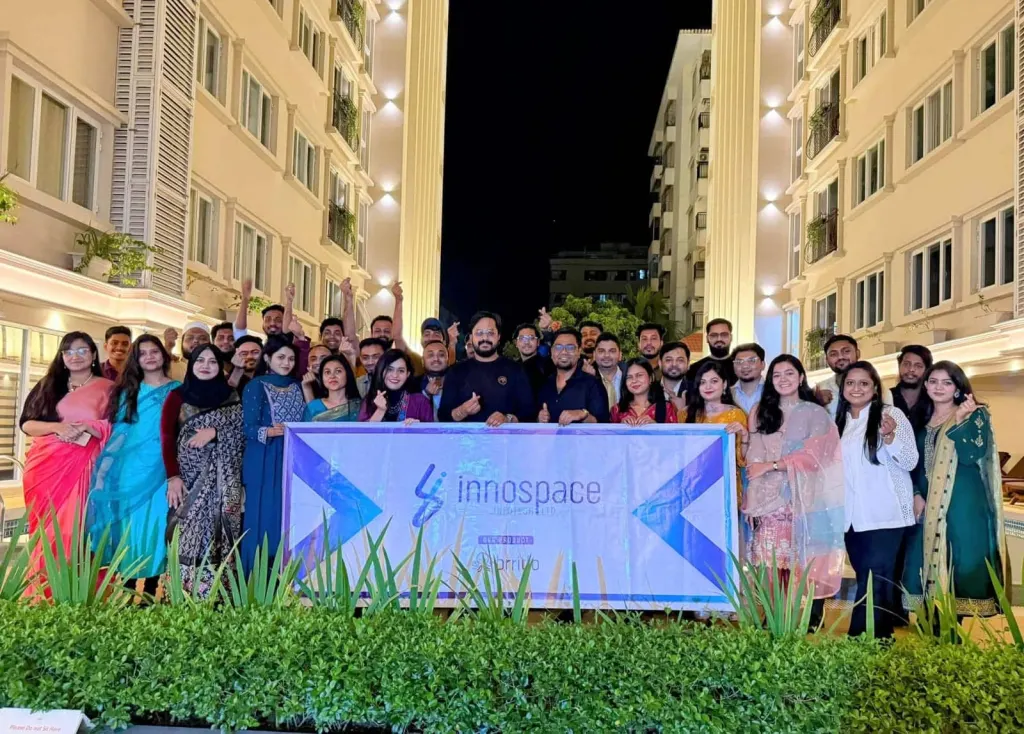 The Innospace team together at a company evening event